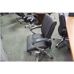 BLACK LEATHER MIDBACK EURO STYLE EXECUTIVE CHAIR