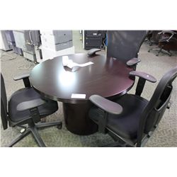 MAHOGANY BEVELLED EDGE 42" ROUND BOARDROOM TABLE