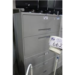 GREY 5 DRAWER LATERAL FILE CABINET