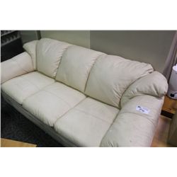 BEIGE LEATHER SOFA AND BLACK LOVESEAT