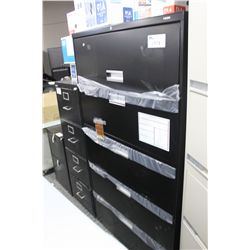 HON BLACK 5 DRAWER LATERAL FILE CABINET