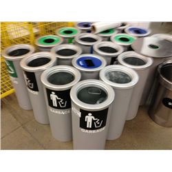 LARGE LOT OF GARBAGE CANS/RECYCLING CANS