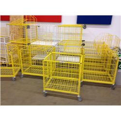 LARGE LOT OF YELLOW & WHITE ROLLING BINS