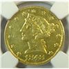 Image 2 : 1848-C $5.00 GOLD LIBERTY, NGC AU, LIGHTLY CLEANED AT ONE TIME. BARGAIN