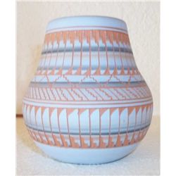 Pottery, Native American, etched Signed Myron Charlie son of Susie Charlie.  Navajo