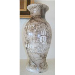 Pottery, Native American, etched Horse hair pottery.