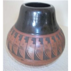 Pottery, Native American, etched Unable to read signature.  Navajo