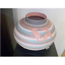 Native American Pottery, etched Signed by V. King.  Navajo