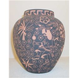 Native American pottery, etched Signed: Blee.  Navajo 1992