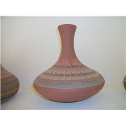 Native American pottery, etched Signed: Dena J.