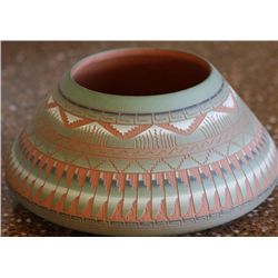 Native American Pottery, etched Signed: Hilda Whitegoat. Navajo
