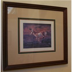 Antelope print framed and matted