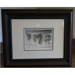 Wolf Pack in snowstorm By Don L. Leger. 2nd signing, framed and matted