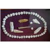 Image 1 : 48 1/2" to 1" Fossilized Shell Beads, Adena, Etley Pts. & 2 Flint Knives
