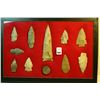 Image 1 : 4 3/4" Corner Notched Knife & 9 Arrowheads