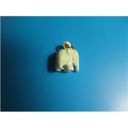 Hand Carved Ivory Elephant Pendant with gold vermil