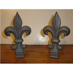 Pair of cast iron French Fleur de Lys