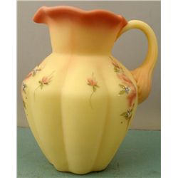 Fenton Hand Painted Burmese Melon Pitcher Signed 1990