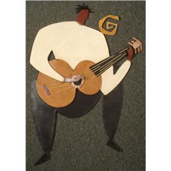 Guitarist Hand Crafted Metal Sculpture