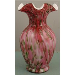 Fenton Glass Murrhina Vase Rose Mist Signed