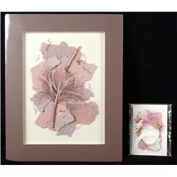 2 Original Paper Collage Art Prints Feather Mask Shauna