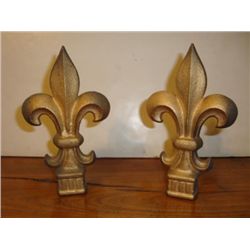 Pair of cast iron French Fleur de Lys