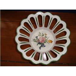 French hand painted earthenware bread basket signed