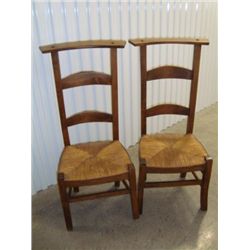 Pair of French prayer chairs rush seat cir 1870