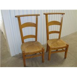 Pair of French prayer chairs rush seat cir 1870