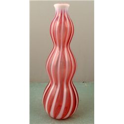 Fenton New World Cranberry Rib Optic Glass Decanter