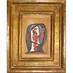 Picasso Tête de Femme en Gris et Rouge Head of a W