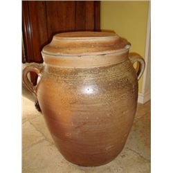 Old French Salting Tub jar with its lid Cir.1850.