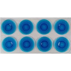 Fenton Glass 8 Colonial Blue Luncheon Plates Set