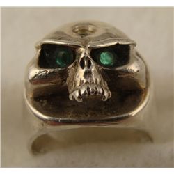 WWII SS TOTENKOPF RING-STYLIZED SKULL 925 SILVER SZ 10