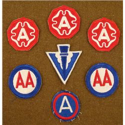7 WWII PATCHES-3RD ARMY-ANTI-AIRCRAFT ARTL'Y-22ND ARMY