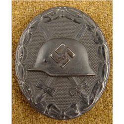 ORIGINAL BLACK NAZI WOUND BADGE W/SWASTIKA -EXCELLENT