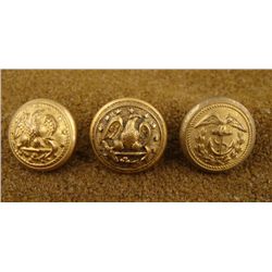 3 Civil War Naval Org Gilt Button Meyer Reeds Waterbury