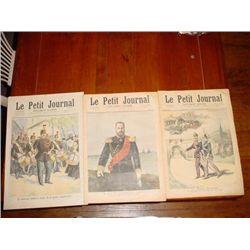 Set of 3 antique French newspapers dating 1890's