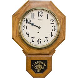 Ingraham Oak Wall Advertisement Clock w/