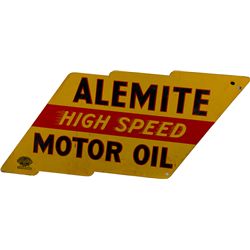 "Alemite High Speed Motor Oil" Double Sided Metal Sign