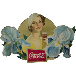 Drink Coca Cola Die-Cut Cardboard Sign c1933
