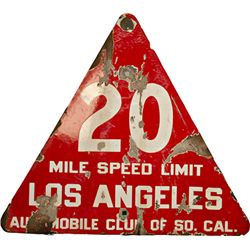 "20 Mile Speed Limit, Los Angeles" Triangular Red Por