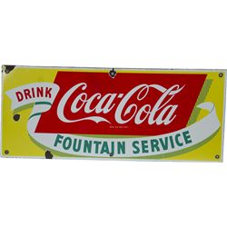 Drink Coca Cola Fountain Service Porcelain Sign