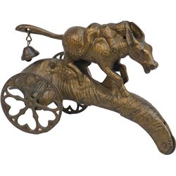 Antique Cast-Iron Figural "Wild Mule Jack" Bell 3-Wheel