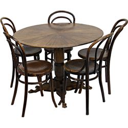 Early Oak Claw Feet Round Table w/ 5 Embossed Wood