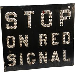 Early "Stop On Red Signal" Rail Road Metal Sign