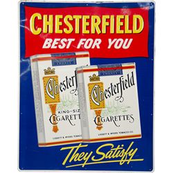 Chesterfield Cigarettes Embossed Tin Sign