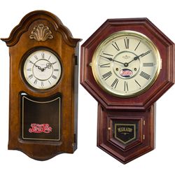 Lot Of 2 Wooden "Regulator Style" Wall Clocks