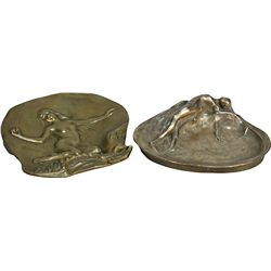 Lot Of 2 Bronze Art Nouveau Nude Lady Items: