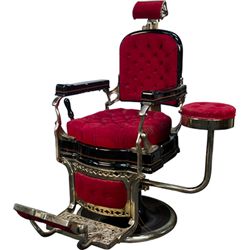 Early Koken Porcelain & Brass Barber Chair
